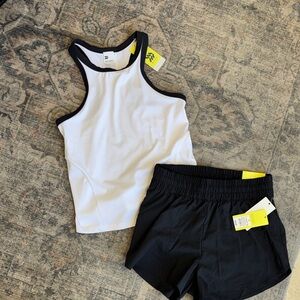 All in motion set Black Run Shorts and top